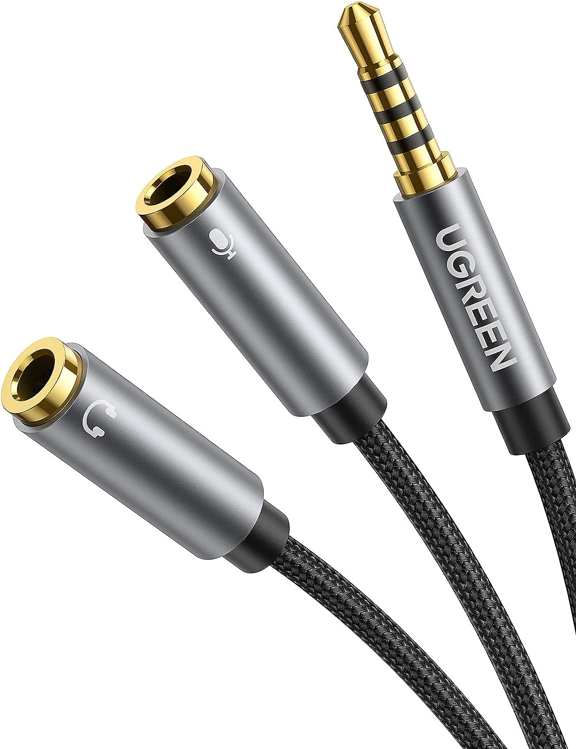 A splitter cable that splits an audio in/out into separate audio in and audio out